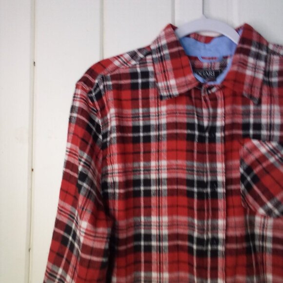 Bogari Shirt Men S Button Up Long Sleeve Plaid Red Black - Picture 4 of 16